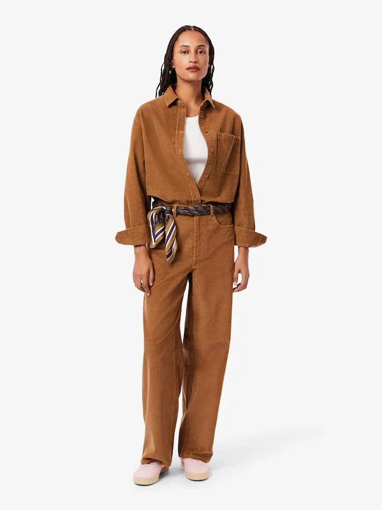 Брюки женские LACOSTE DPC, широкие вельветовые, темно-синие