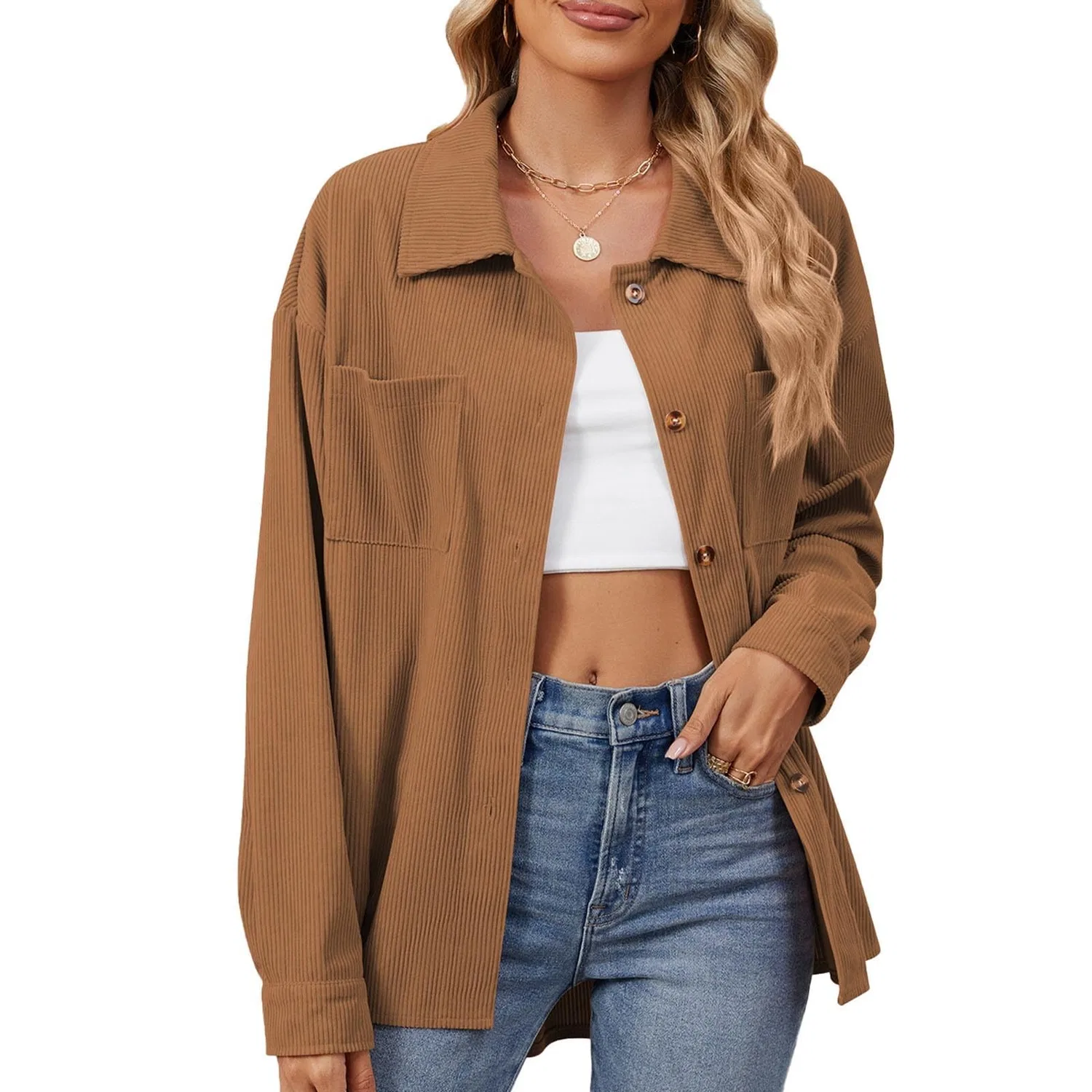 Женское зимнее пальто свободного кроя с нагрудным карманом, dark khaki