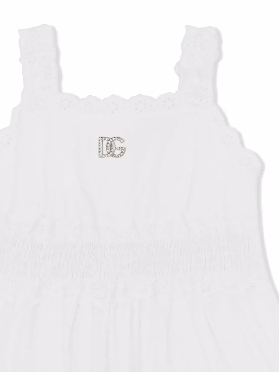 Платье из поплина с вышивкой Англия Dolce & Gabbana, белый — фото 3