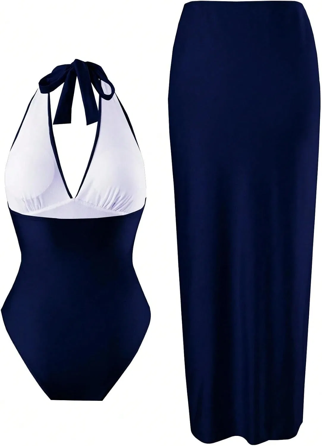Женский цельнокроеный купальник с драпировкой на груди, Navy Blue — фото 2