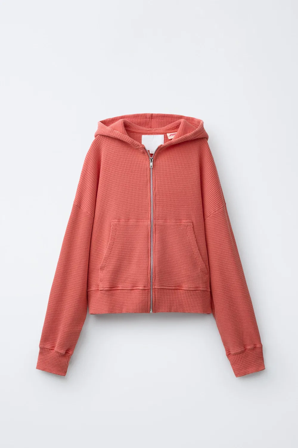 Укороченная толстовка с принтом "вафельный принт" для серфинга ZARA, Red