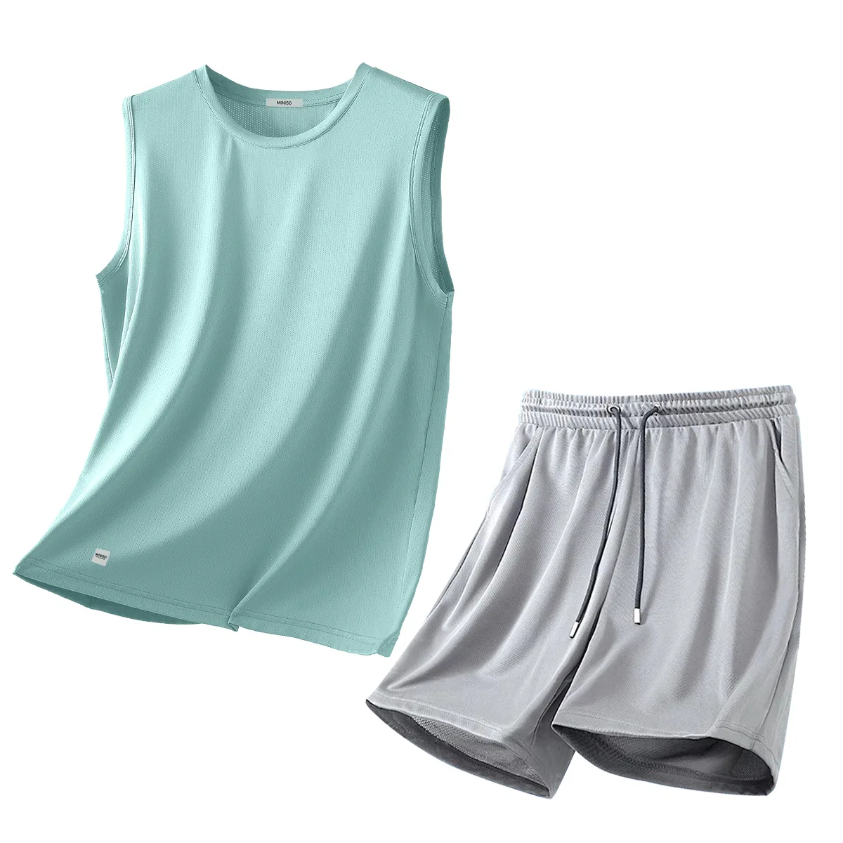 Детский спортивный костюм из двух предметов MINISO, Aqua Green + Light Gray