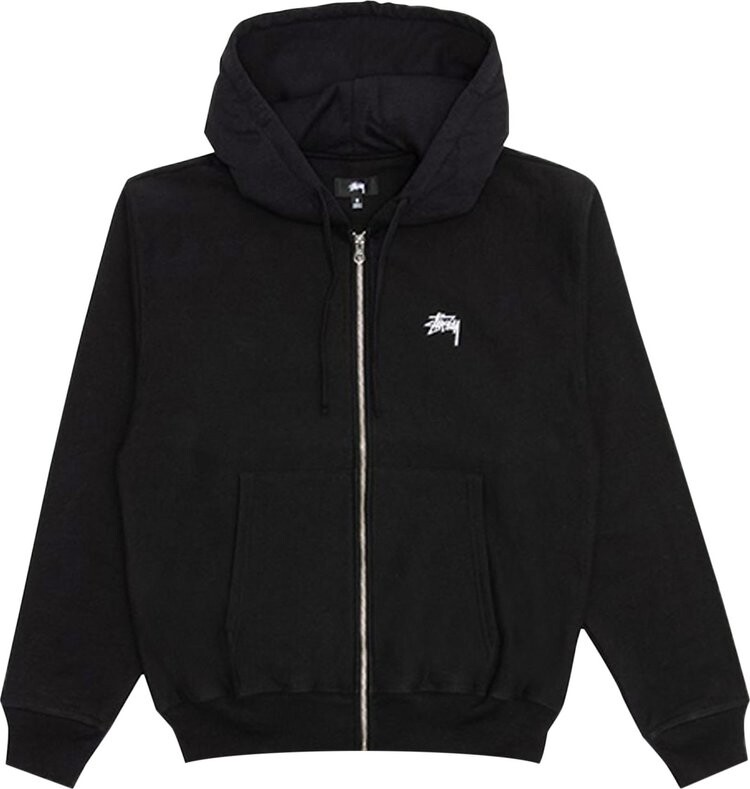 

Толстовка Stussy Stock Logo Zip Hood 'Black', черный