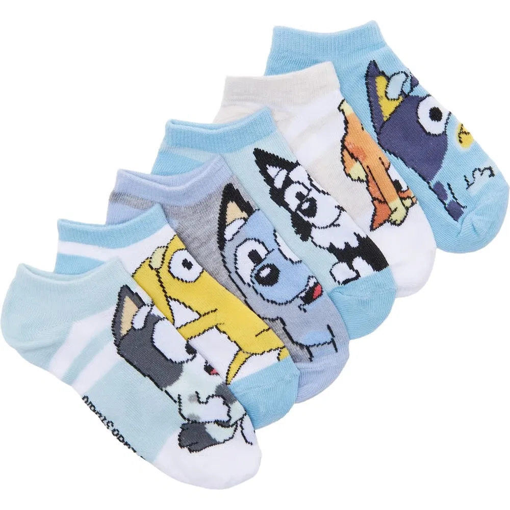 Набор из 6 детских синих носков до щиколотки Bluey, Bluey Assorted