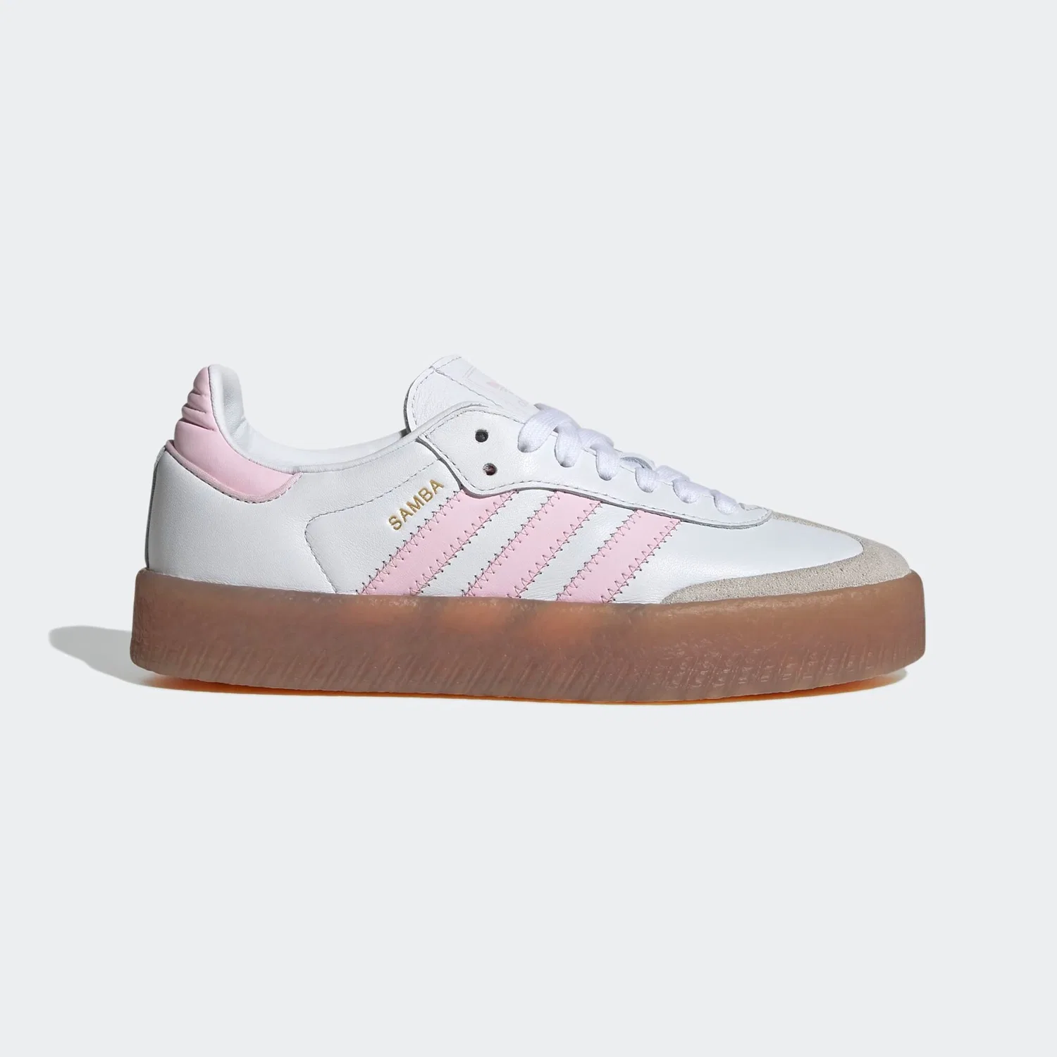 Детские кроссовки с рифленой подошвой Adidas Originals, Cloud White / Clear Pink / Gold Metallic — фото 2