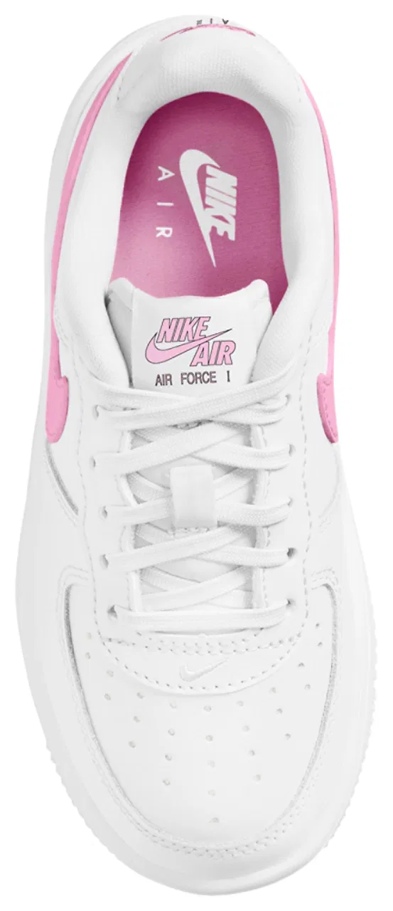 Детские кроссовки для девочек с кожаным верхом Nike Air Force 1 Low Lace, White Pink — фото 3
