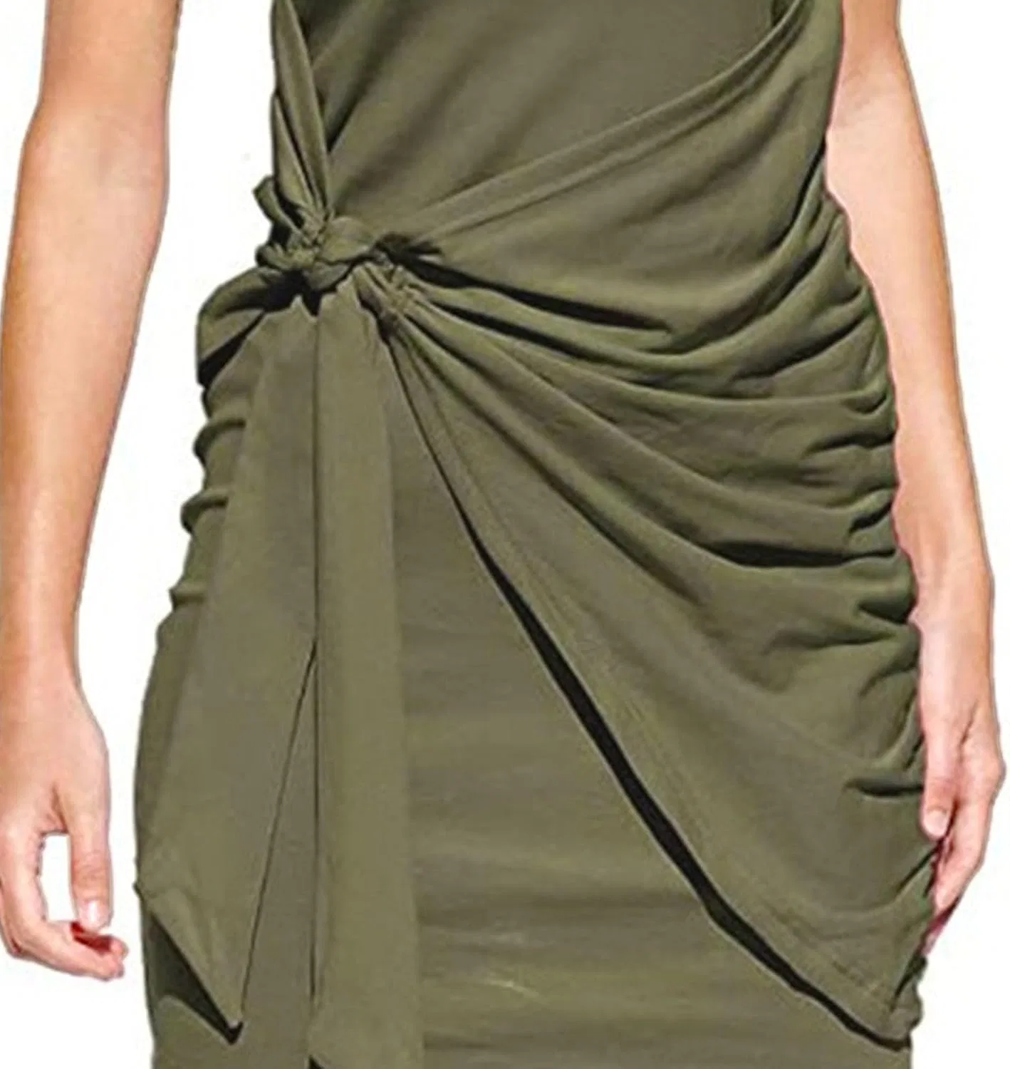 Женское летнее платье с запахом на талии, Army Green — фото 3