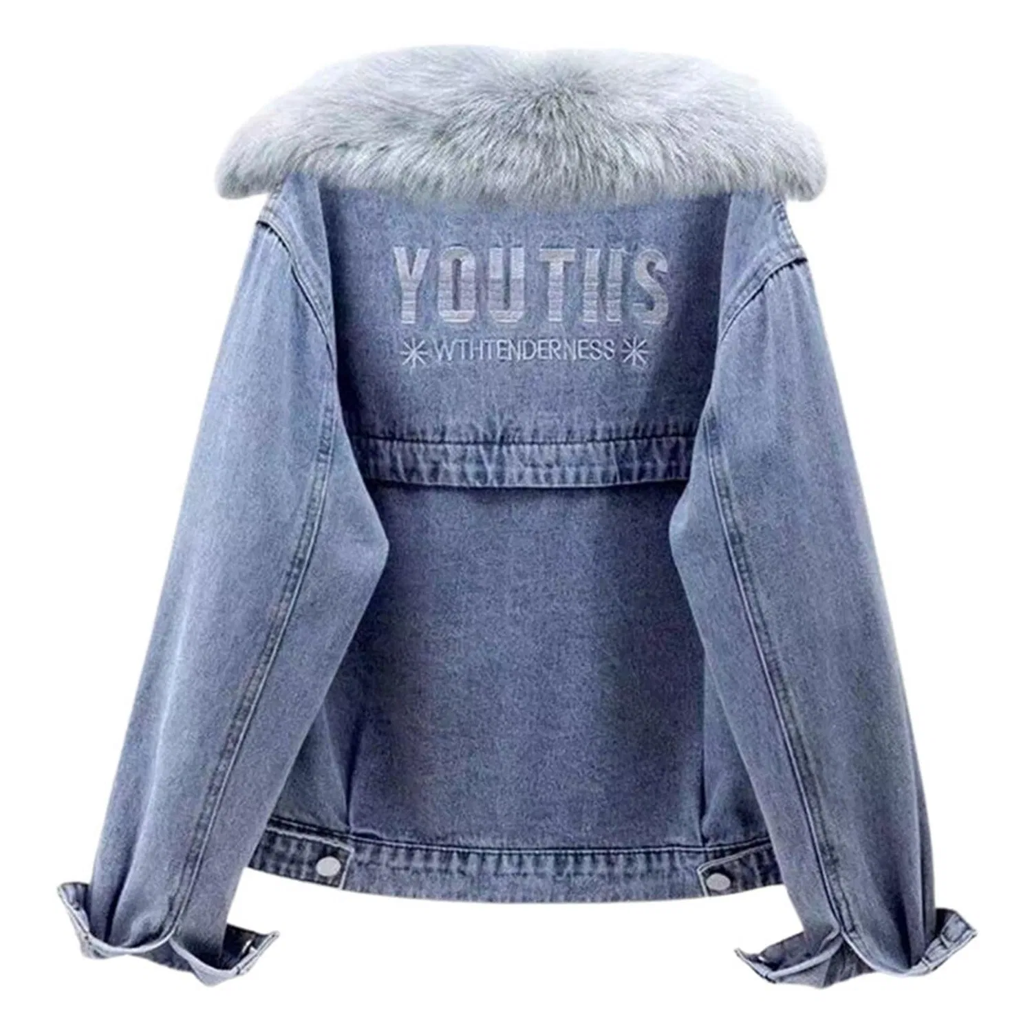 Женская куртка из флиса с капюшоном, короткая, casual, Blu — фото 2