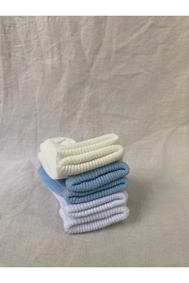 Детские носки для новорожденных органические хлопковые Nedabella, White Cream Blue — фото 3