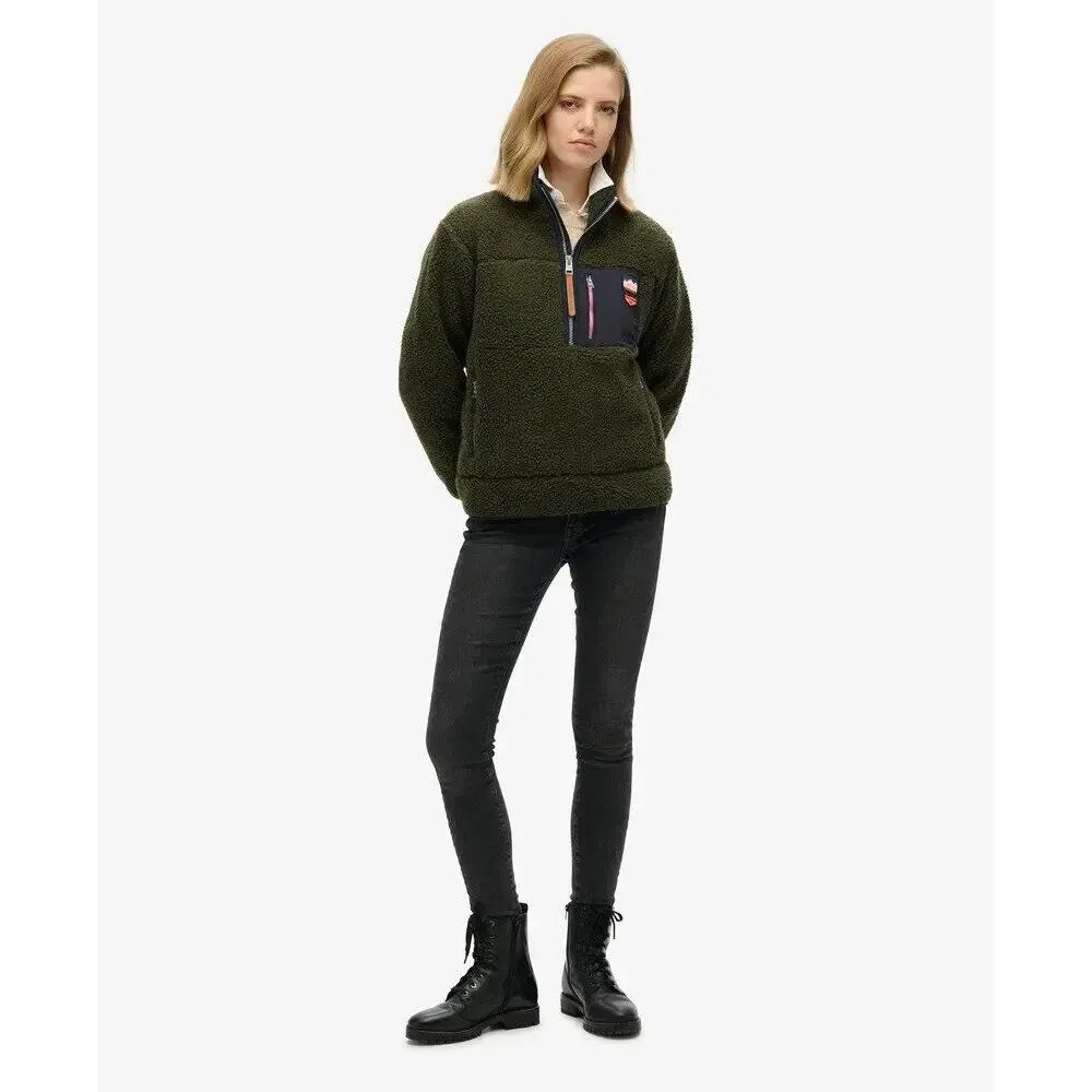 Женский флисовый пуловер с полузастежкой Vintage Retro Fleece Superdry, Grun — фото 3