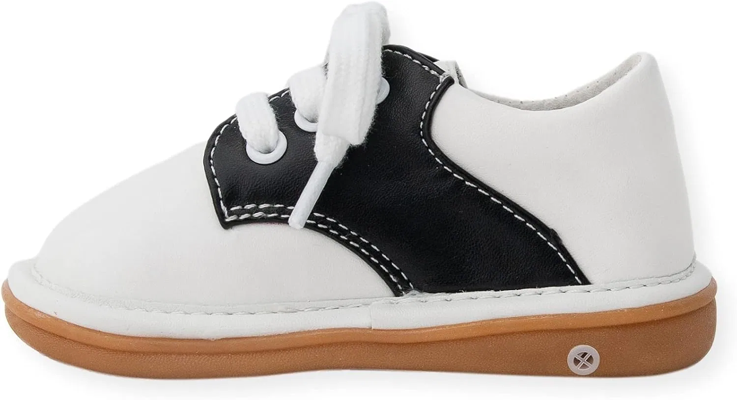 Детские туфли оксфорды со съемным пищалкой Wee Squeak, Saddle Oxford Black — фото 3