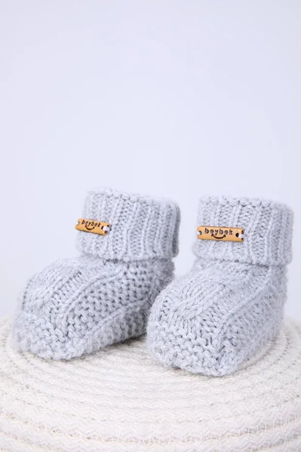 Детские пинетки для новорожденных трикотажные 100% Babyhola, Gray — фото 3