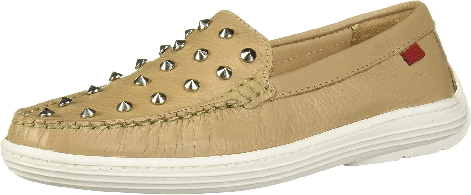 Детские туфли-лоферы из натуральной кожи с шипами Marc Joseph New York, Beige Grainy