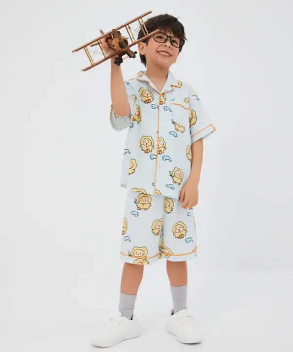 Пижама с коротким рукавом, Манго Ми, Spao Kids, голубой