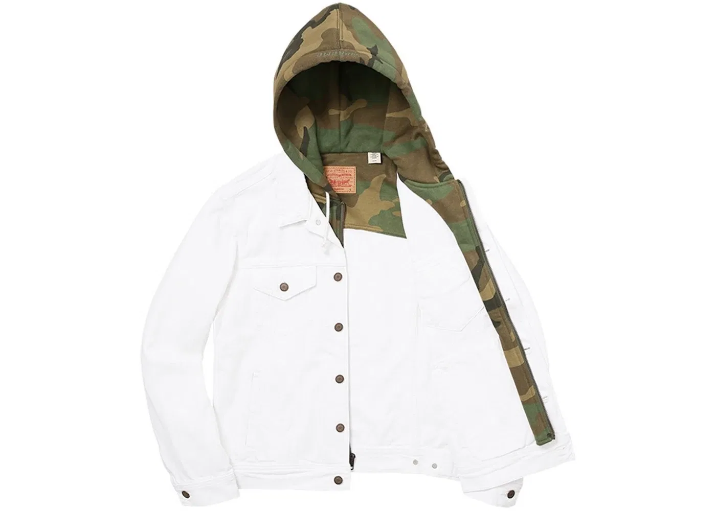 Мужская куртка-тракер с флисовым капюшоном Supreme Levis, White