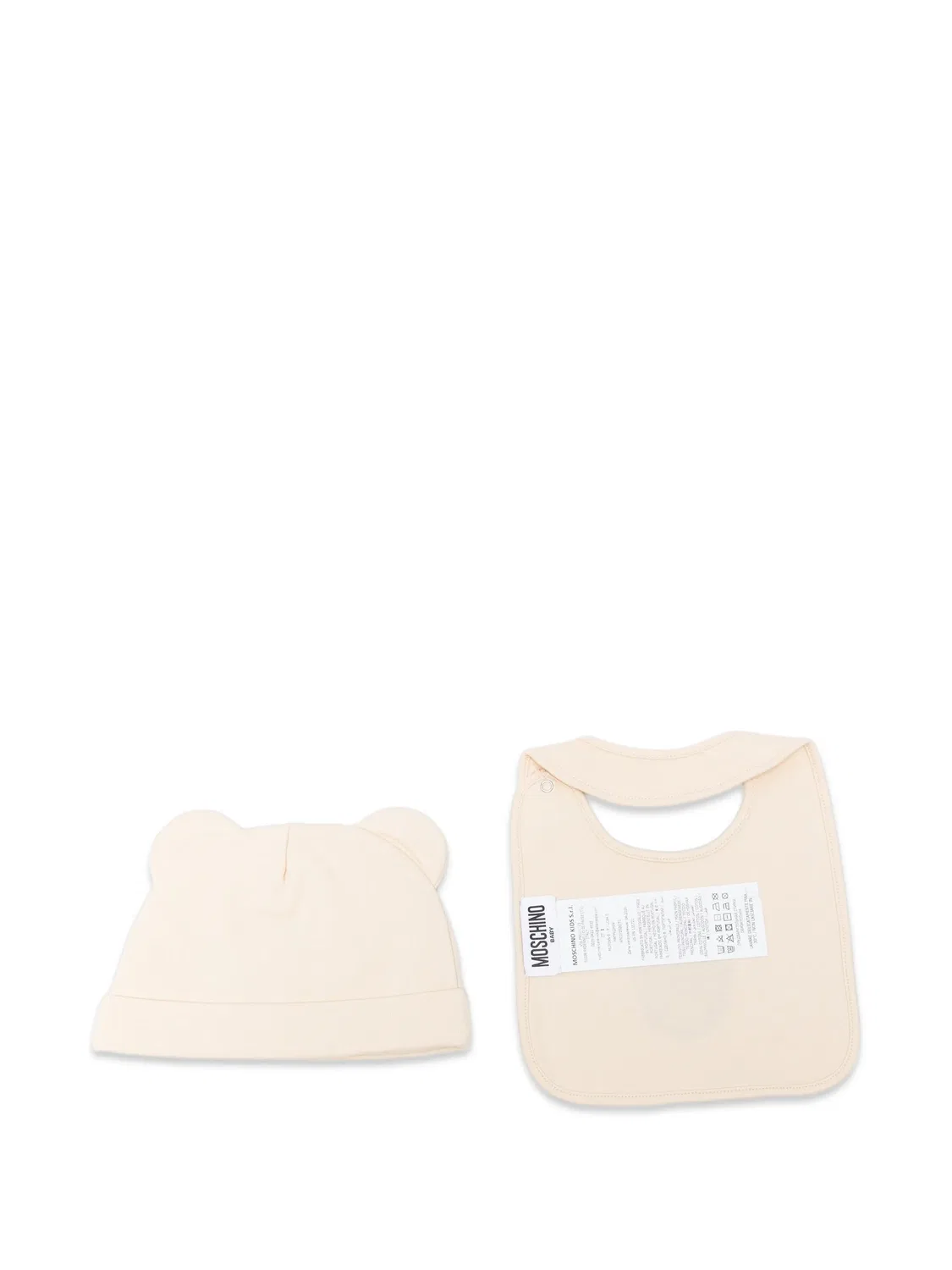 Комплект Teddy Bear из шапки бини и нагрудника Moschino Kids, нейтральные цвета — фото 2