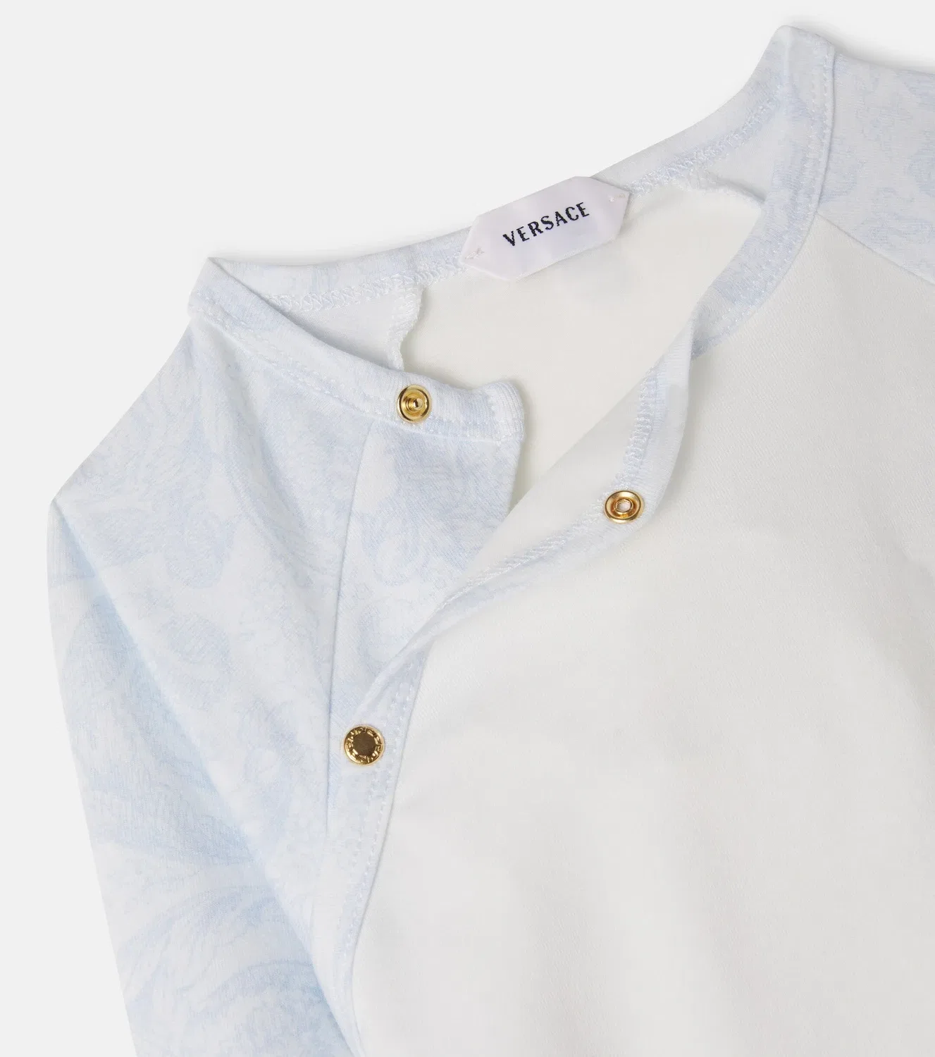 Комбинезон из смесового хлопка с застежкой на кнопках Baby Medusa Versace Kids, белый — фото 3