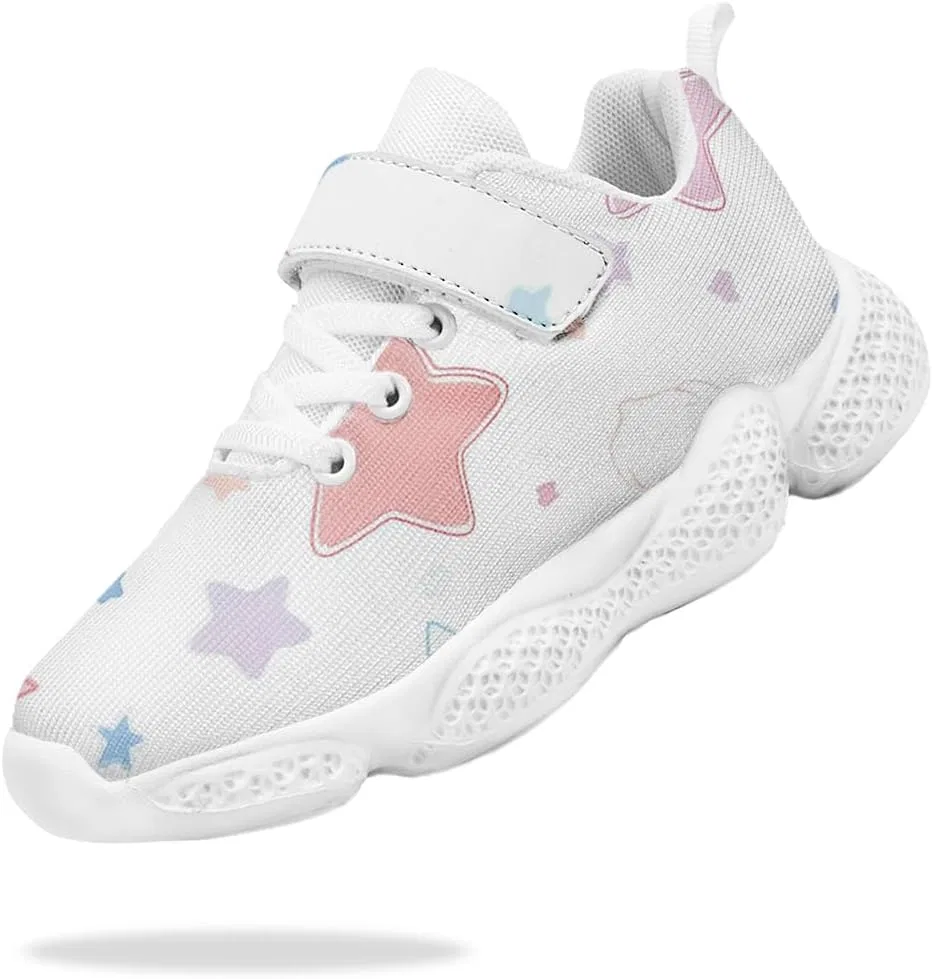 Детские кроссовки для девочек с дышащим трикотажем Mahekot, Pastel Star White