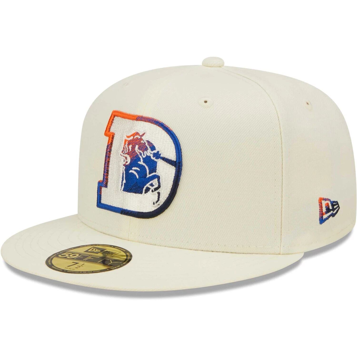 

Мужская облегающая шляпа New Era Cream Denver Broncos Chrome Dim 59FIFTY