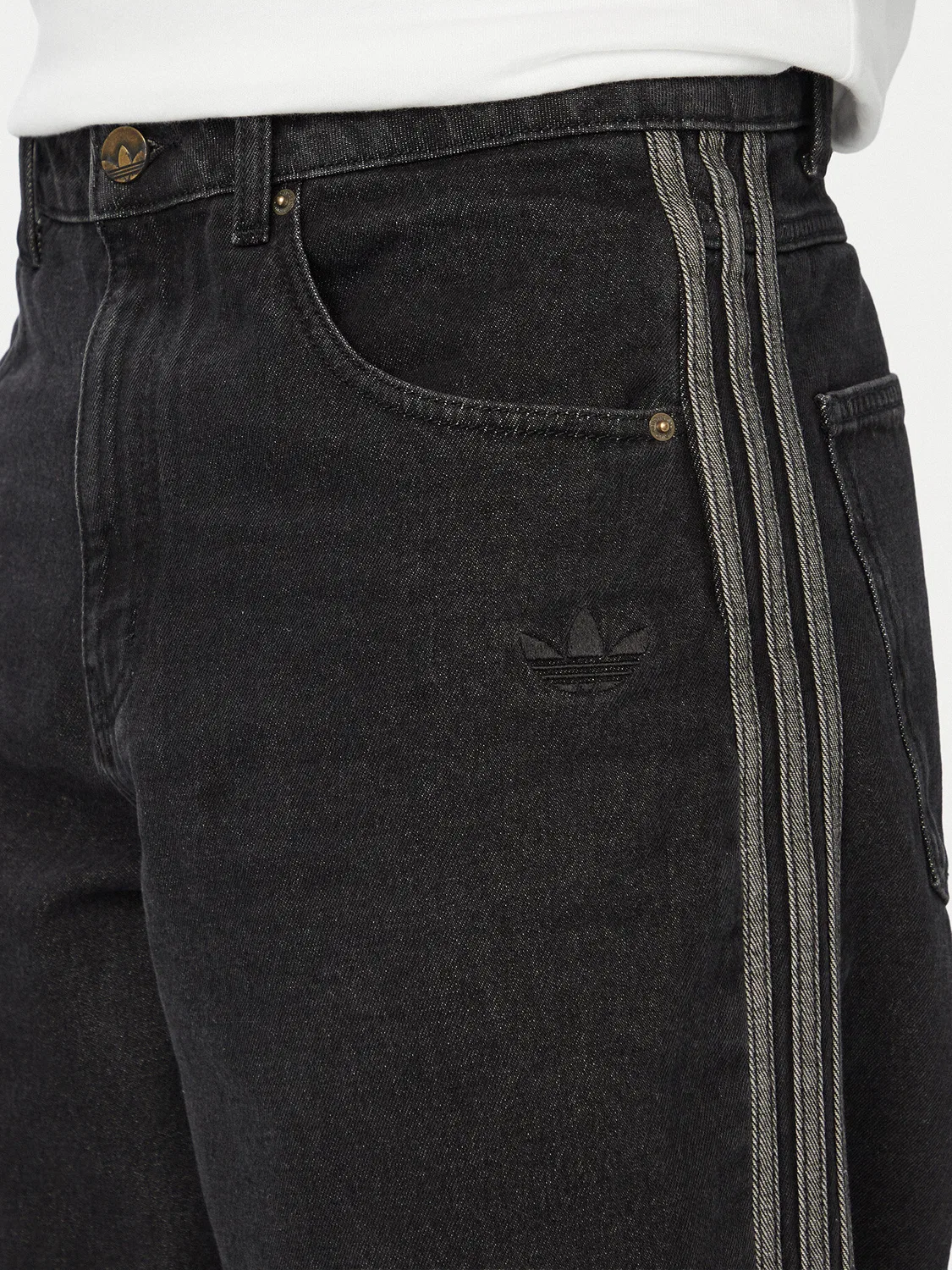 Мужские джинсы свободного кроя Sst Denim Jeans Mid-Rise Straight Leg Adidas, черный — фото 4