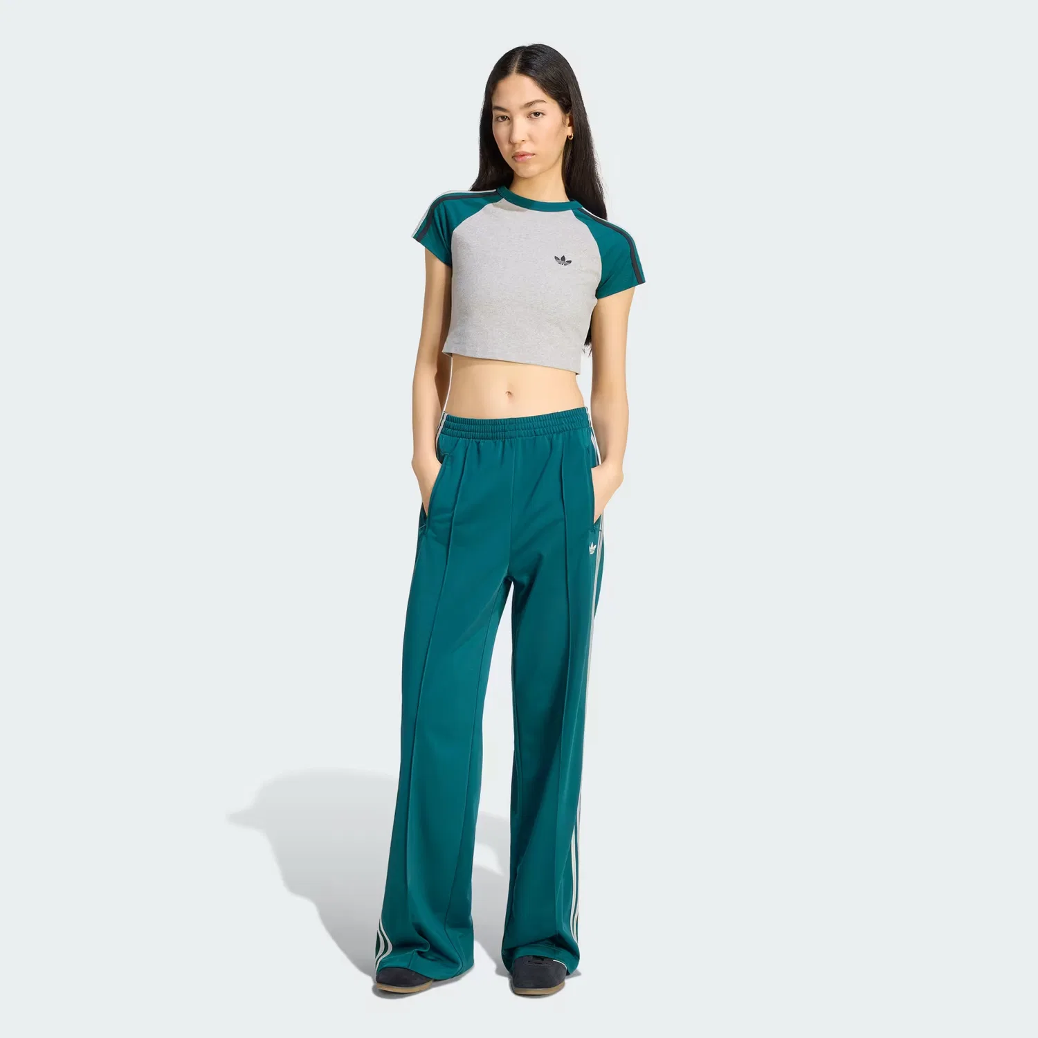 Женские спортивные брюки свободного кроя Firebird Loose Track Pants Adidas Originals, зеленый/серый — фото 4