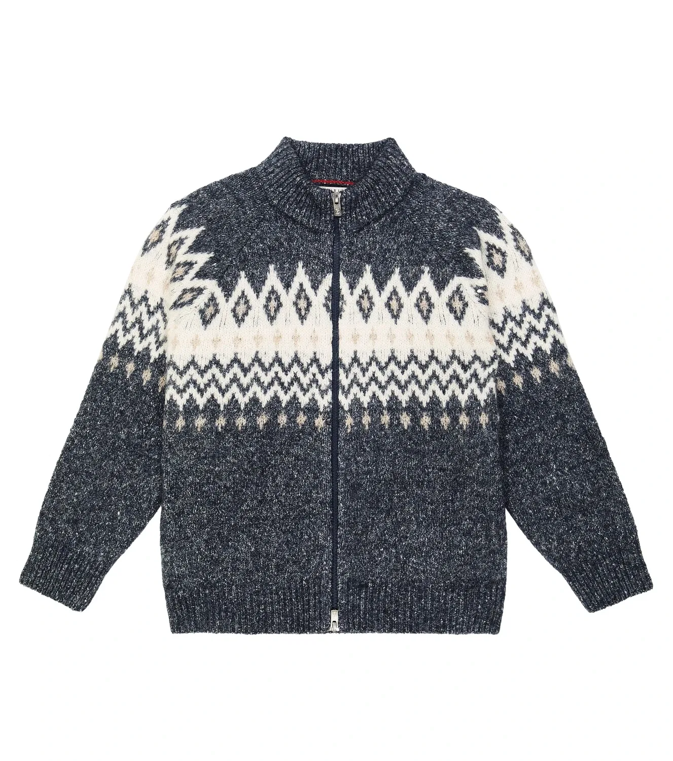 Вязаный жакет с интарсией Brunello Cucinelli Kids, серый
