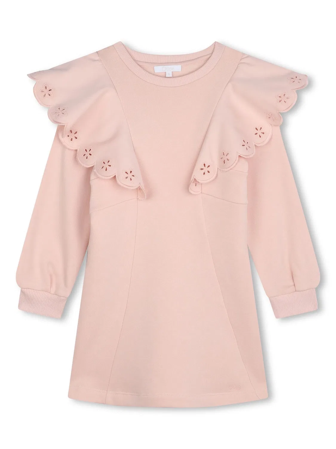 Платье из органического хлопка с рюшей Chloé, розовый