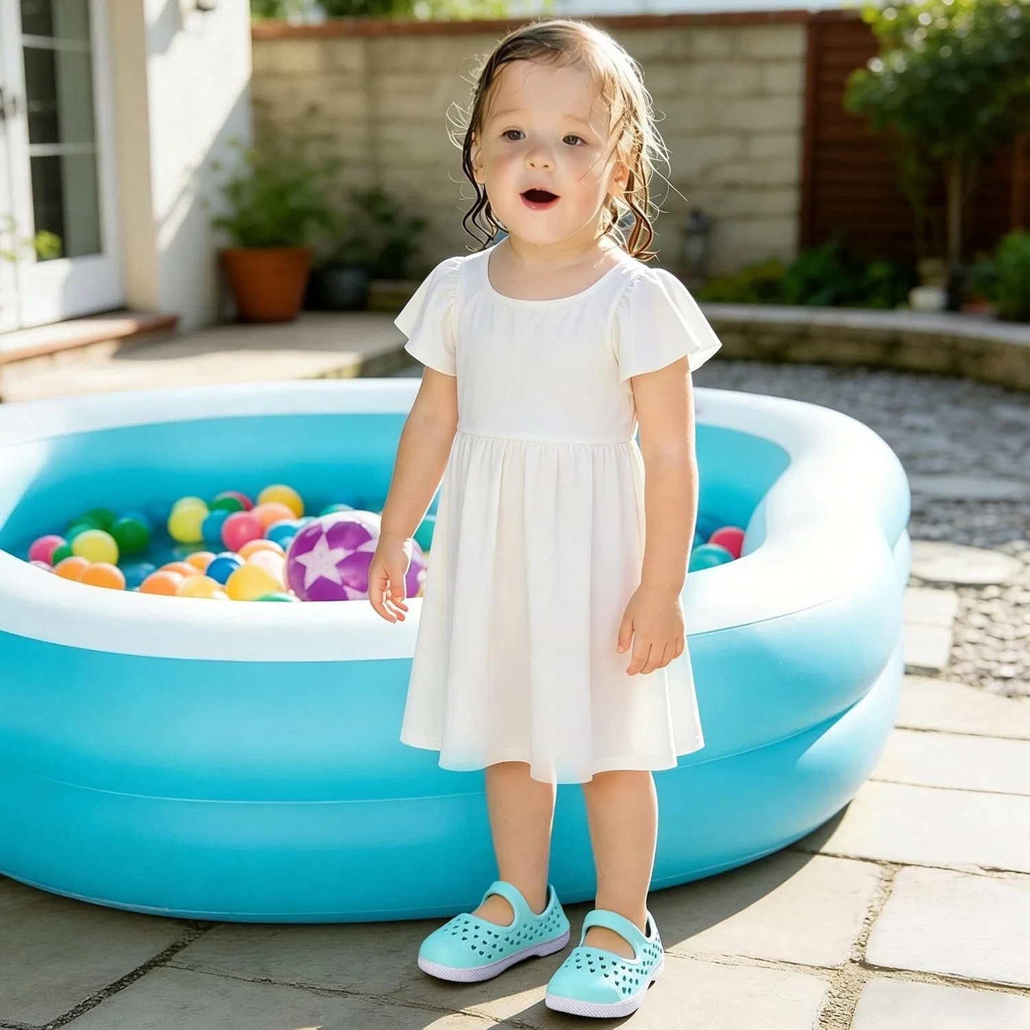 Детские туфли Мэри Джейн для девочек Mary Jane Water Shoes Nedaan, Waterblue — фото 2