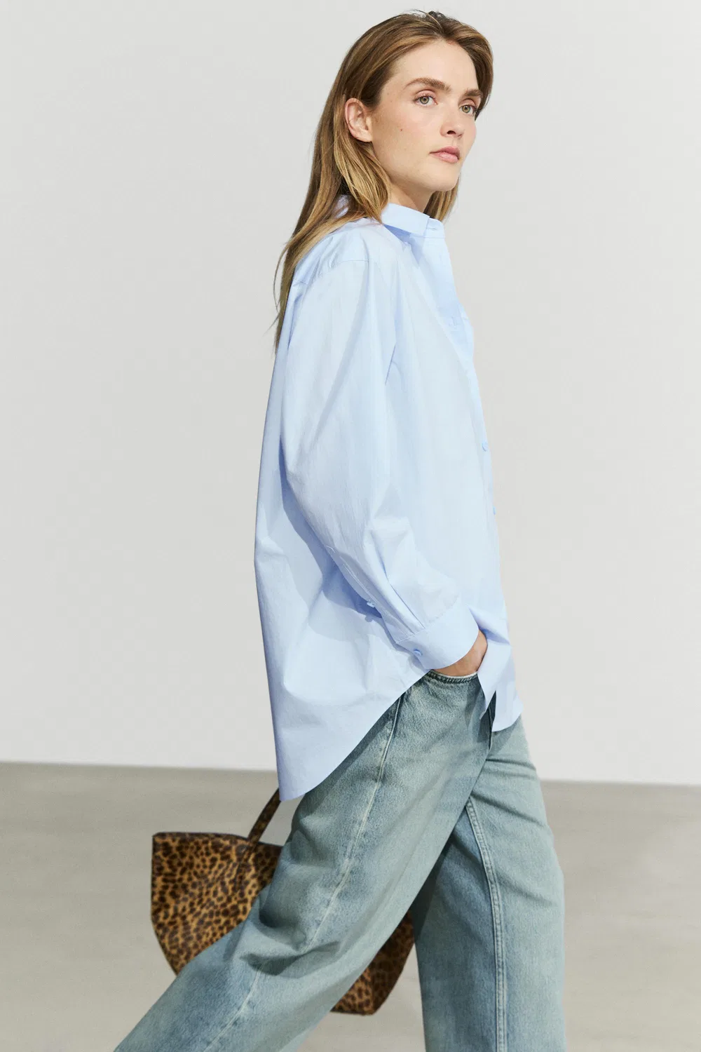 Рубашка Massimo Dutti, хлопковая, небесно-голубой — фото 3