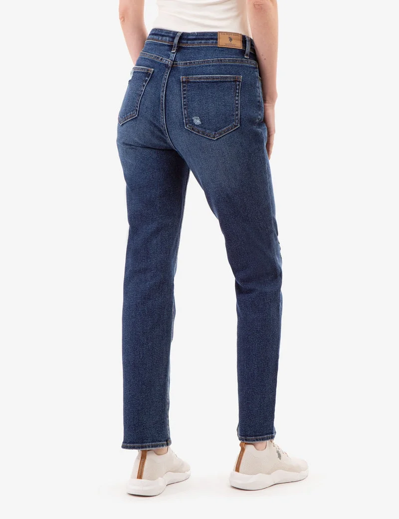 Женские джинсы U.S. Polo Assn. Mid Rise Boyfriend, темно-синий — фото 2