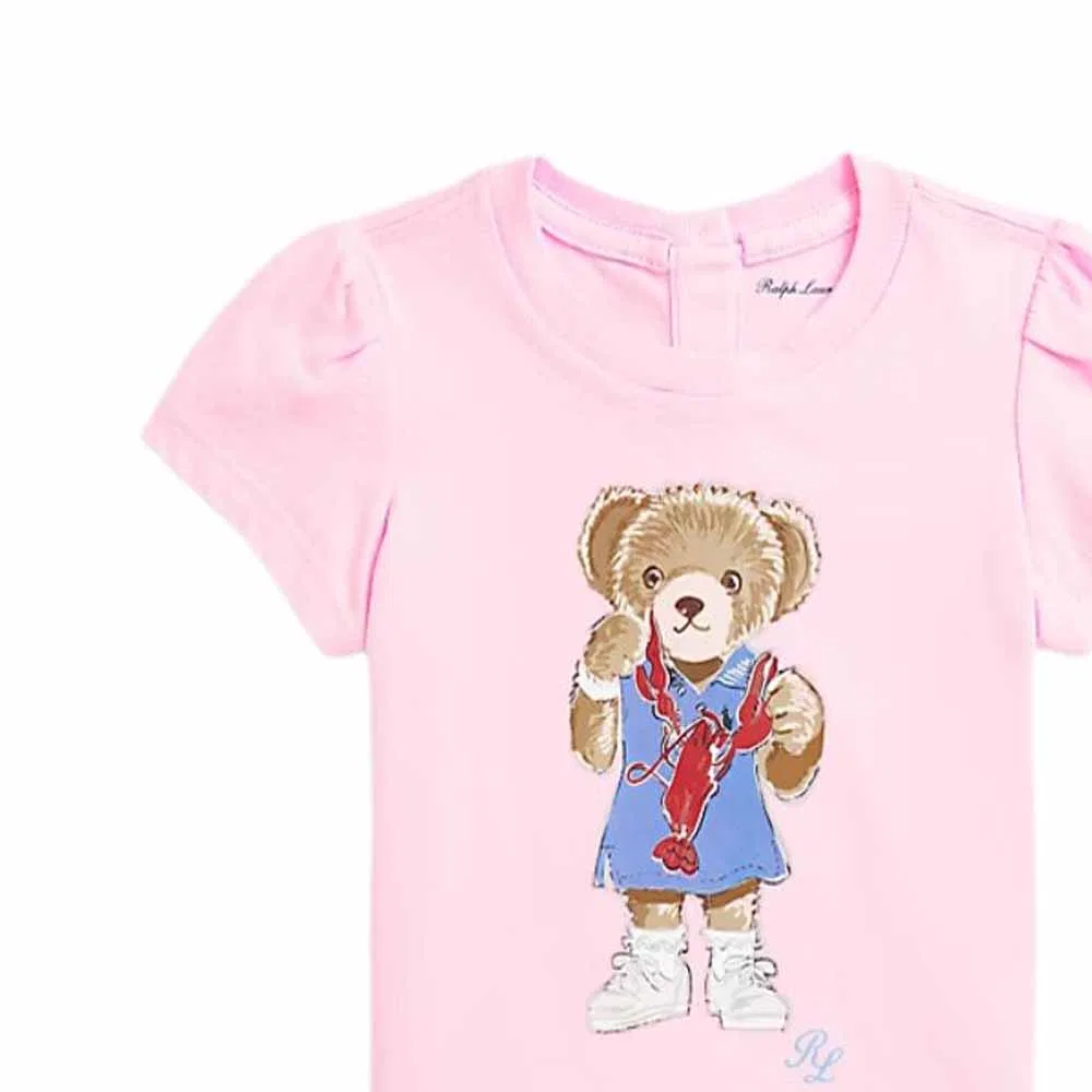 Детская футболка для девочек с коротким рукавом Pink Polo Ralph Lauren — фото 4