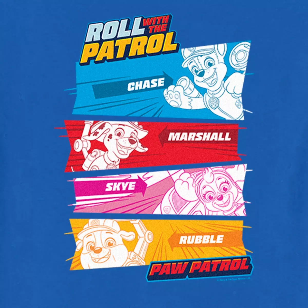 Детская футболка с принтом PAW Patrol Character Stack Short Sleeve T-Shirt PAW Patrol, Royal Blue — фото 2