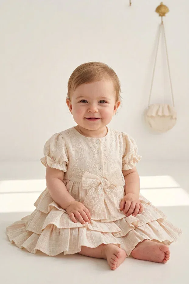 Детское платье для девочек хлопковое Bella Bow Detailed Bebezade, Pink — фото 2