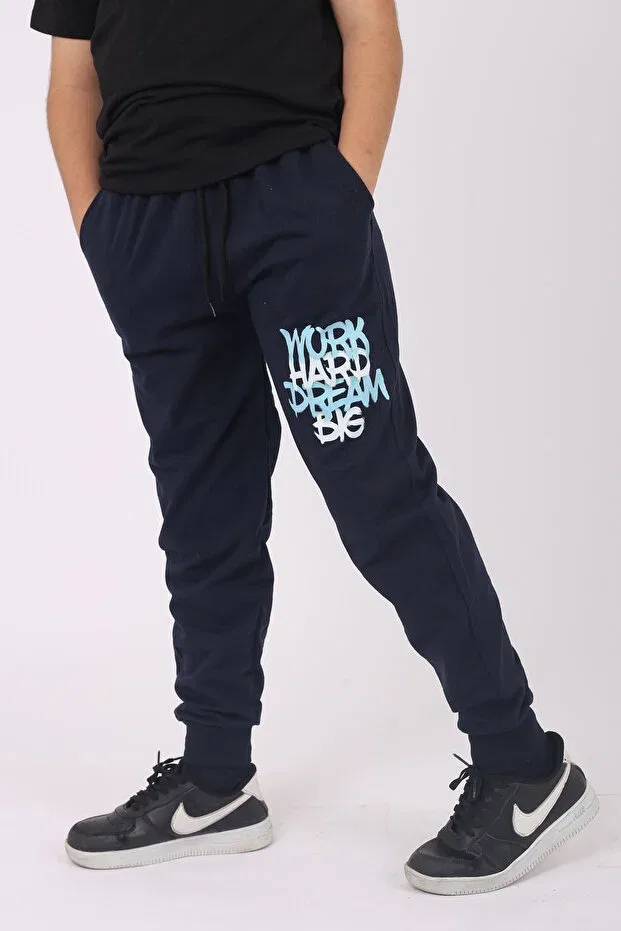Детские спортивные брюки для мальчиков с принтом 3 шт Cm Buseyiz, Black Gray Navy Blue — фото 4