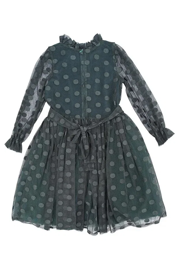 Детское платье для девочек с принтом Big Polka Dot Buckle Tulle Evening Dress Bebelop, Green