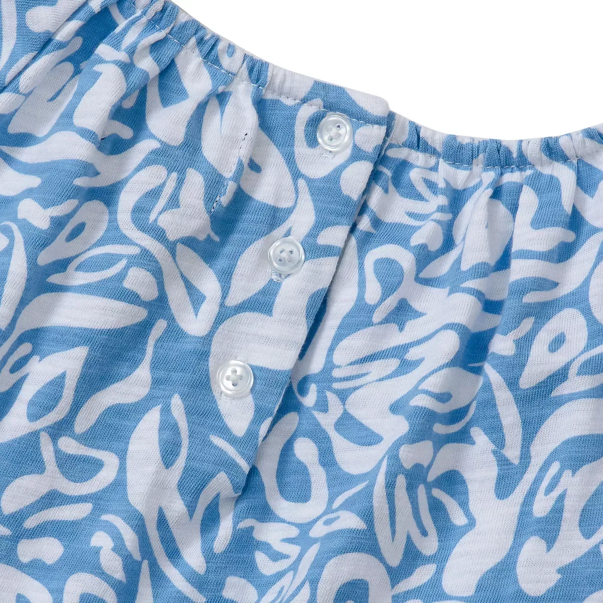 Детская блуза для девочек с коротким рукавом Lands' End, Blue Tropical Floral — фото 3