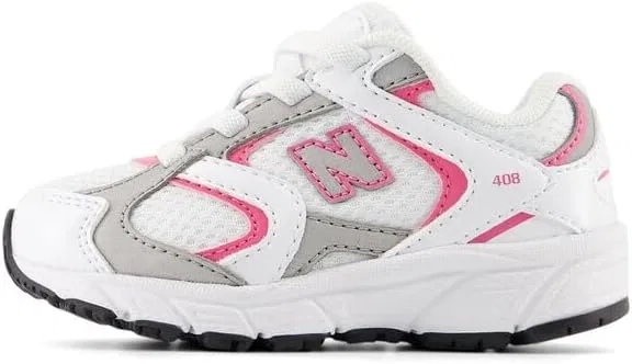 Детские кроссовки для девочек с шнурком-резинкой New Balance, White/Pink Satin — фото 2