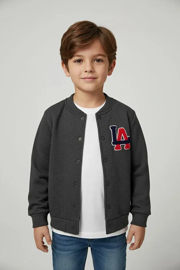 Детская куртка для девочек с вышивкой Atölye Kids, Anthracite