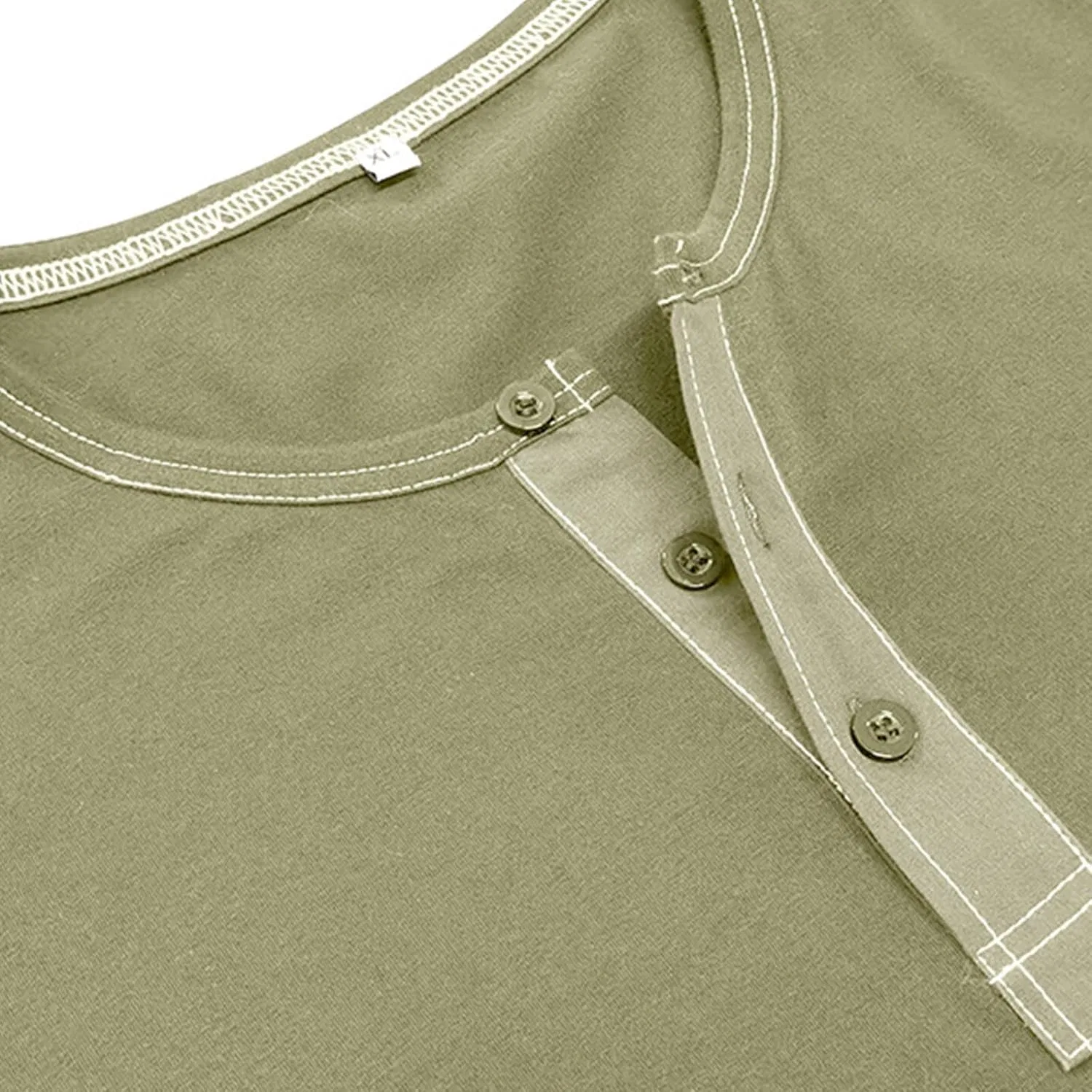Мужская футболка с длинным рукавом Henley из хлопка, Green — фото 4