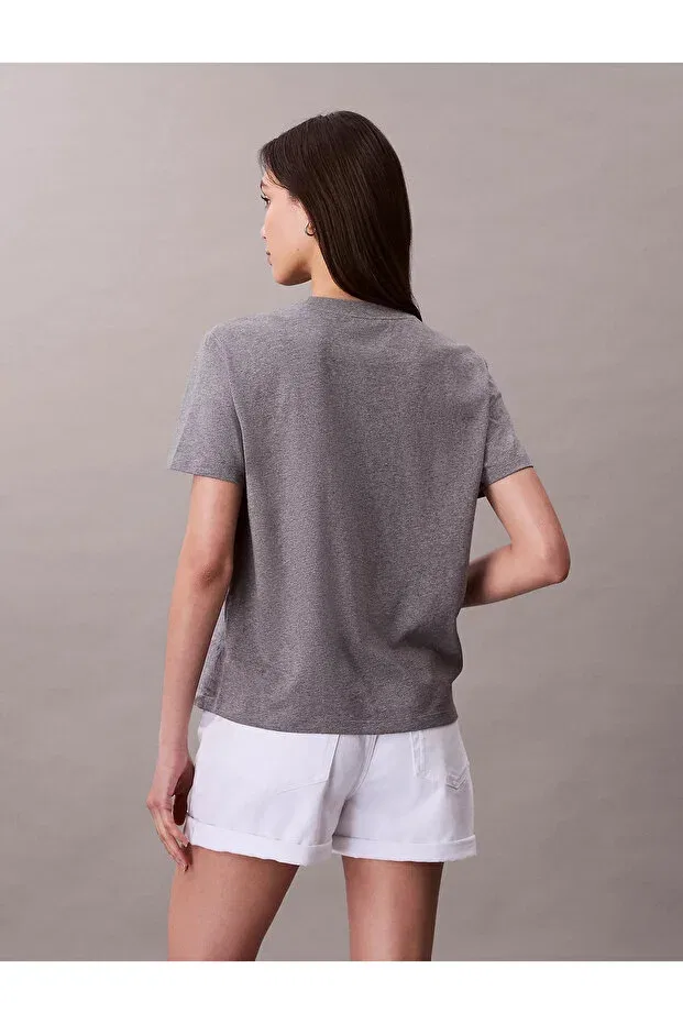 Женская футболка с принтом Monogram Logo Calvin Klein, B30 Grey Heather — фото 4