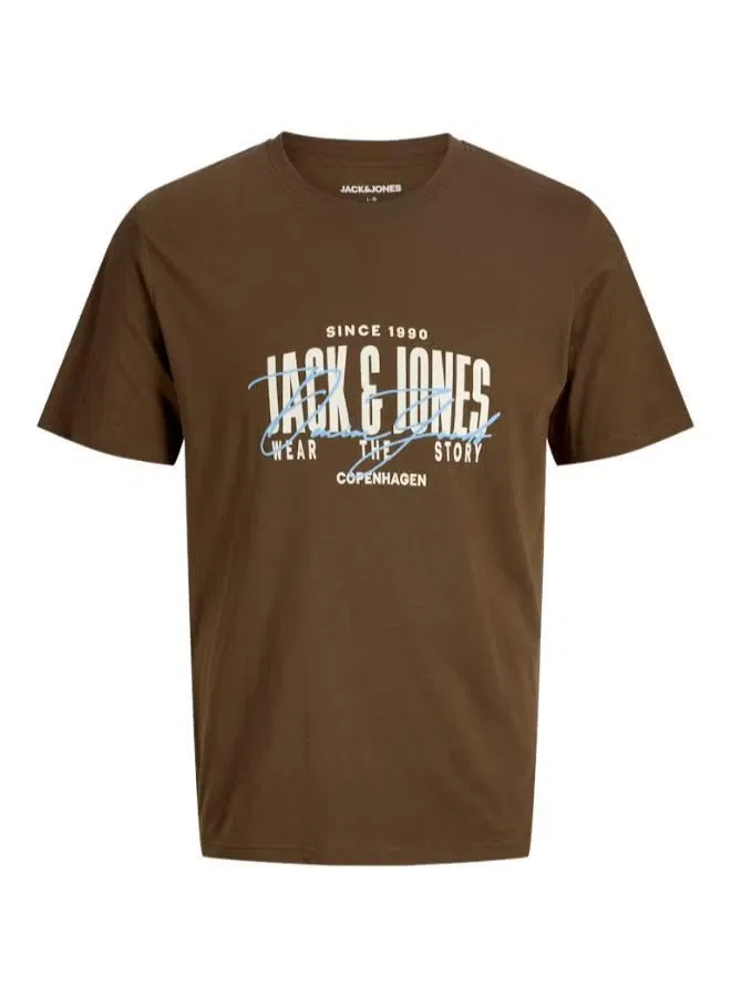Футболка с принтом для подростков Jack & Jones Junior, какао