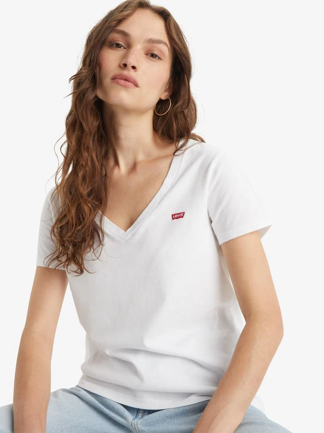Футболка с V-образным вырезом, оверсайз Levi's, белый — фото 3