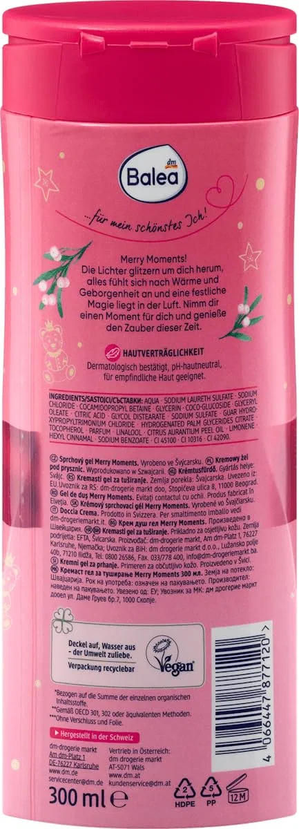 Набор геля для душа и лосьона для тела Balea, Merry Moments Shower Gel 300 мл + Beauty Expert Exfoliating Body Lotion 200 мл — фото 4