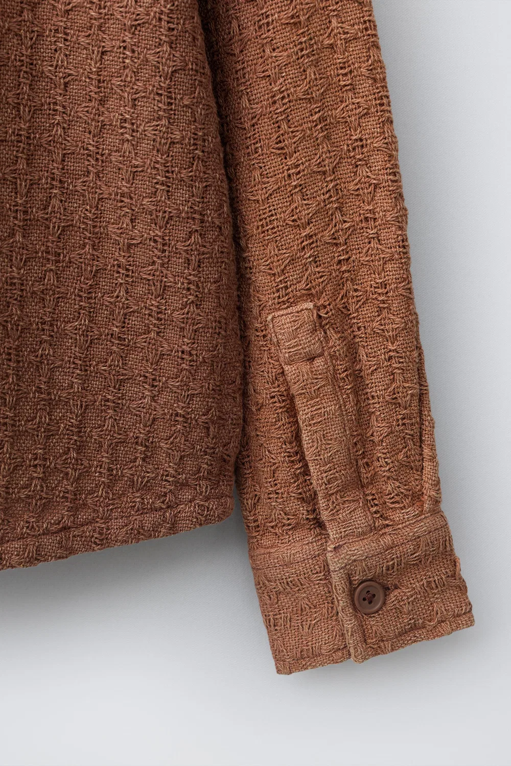 Текстурированная рубашка-куртка с карманами ZARA, Terracotta — фото 4