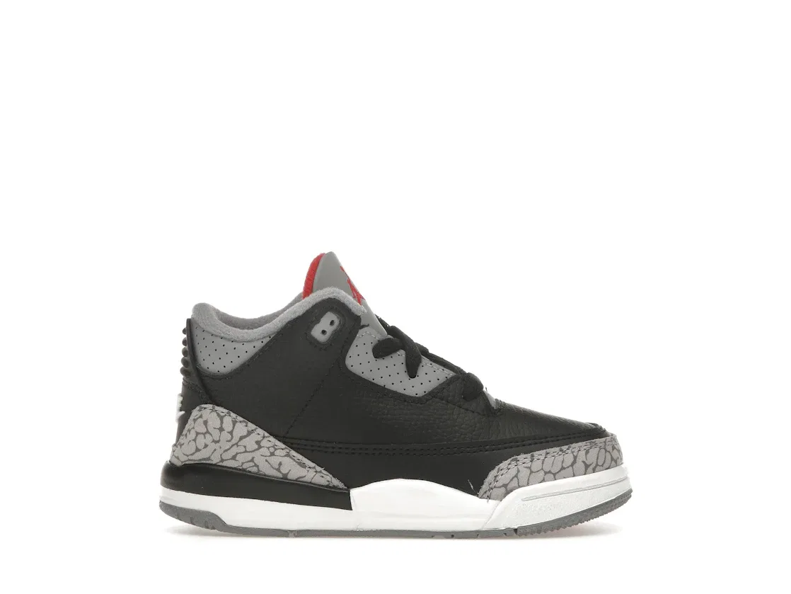 Детские кроссовки Lifestyle с перфорированным верхом Jordan 3 Retro Jordan, Black/Fire Red/Cement Grey/Sail