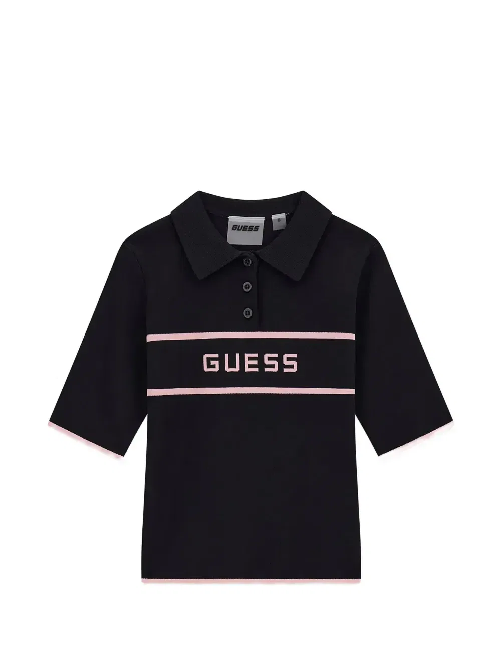 Рубашка-поло с логотипом в технике интарсии Guess Kids, черный