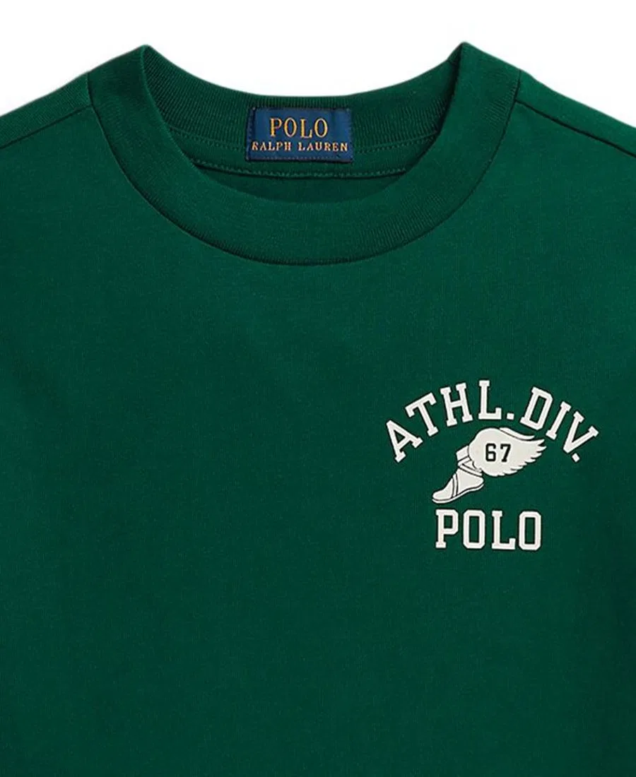 Футболка оверсайз с длинным рукавом и принтом, Layered Effect Polo Ralph Lauren, Hunter Green — фото 3