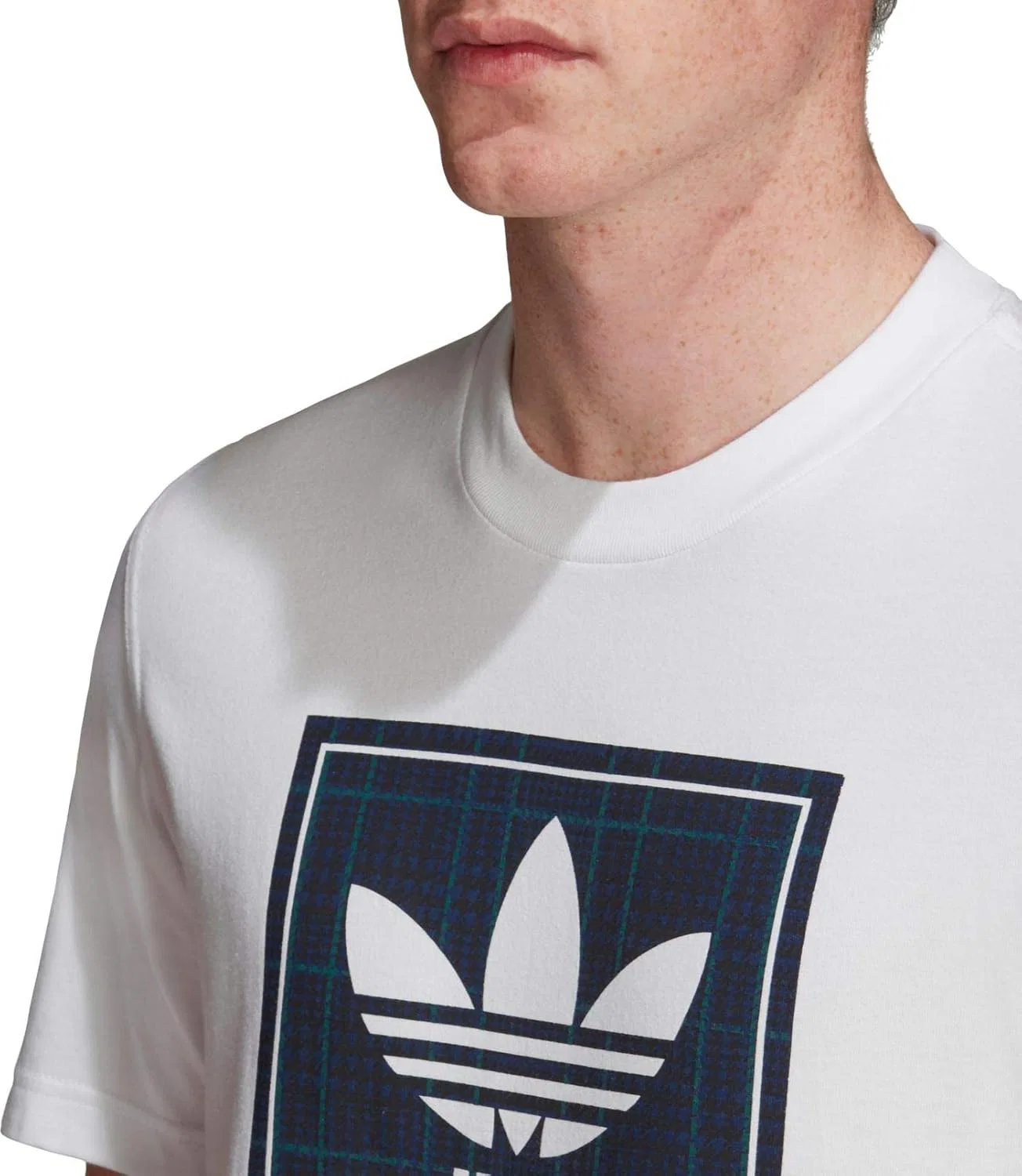 Мужская футболка с клетчатым принтом adidas Originals, White — фото 4