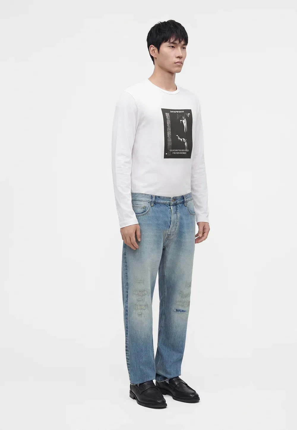 Брюки с карманами - джинсы свободного кроя Emporio Armani, Light Blue Denim — фото 4
