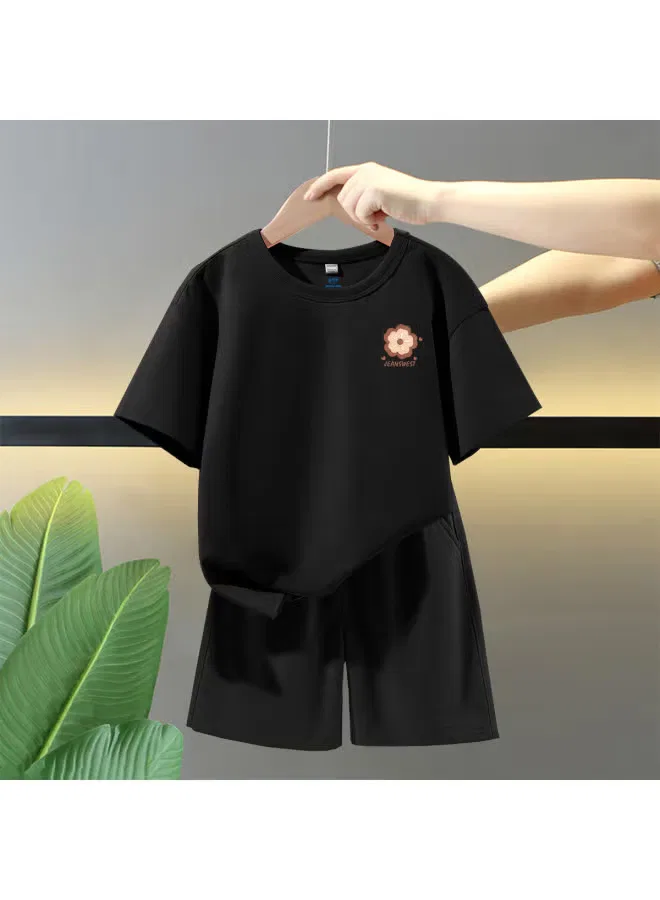 Jeanswest Комплект летний из хлопка с коротким рукавом, черный — фото 2